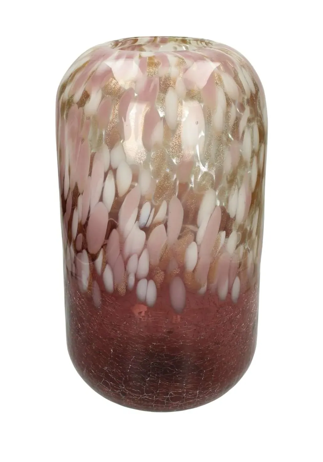 Tall Glass Vase with Spots - Pink, Hand Blown