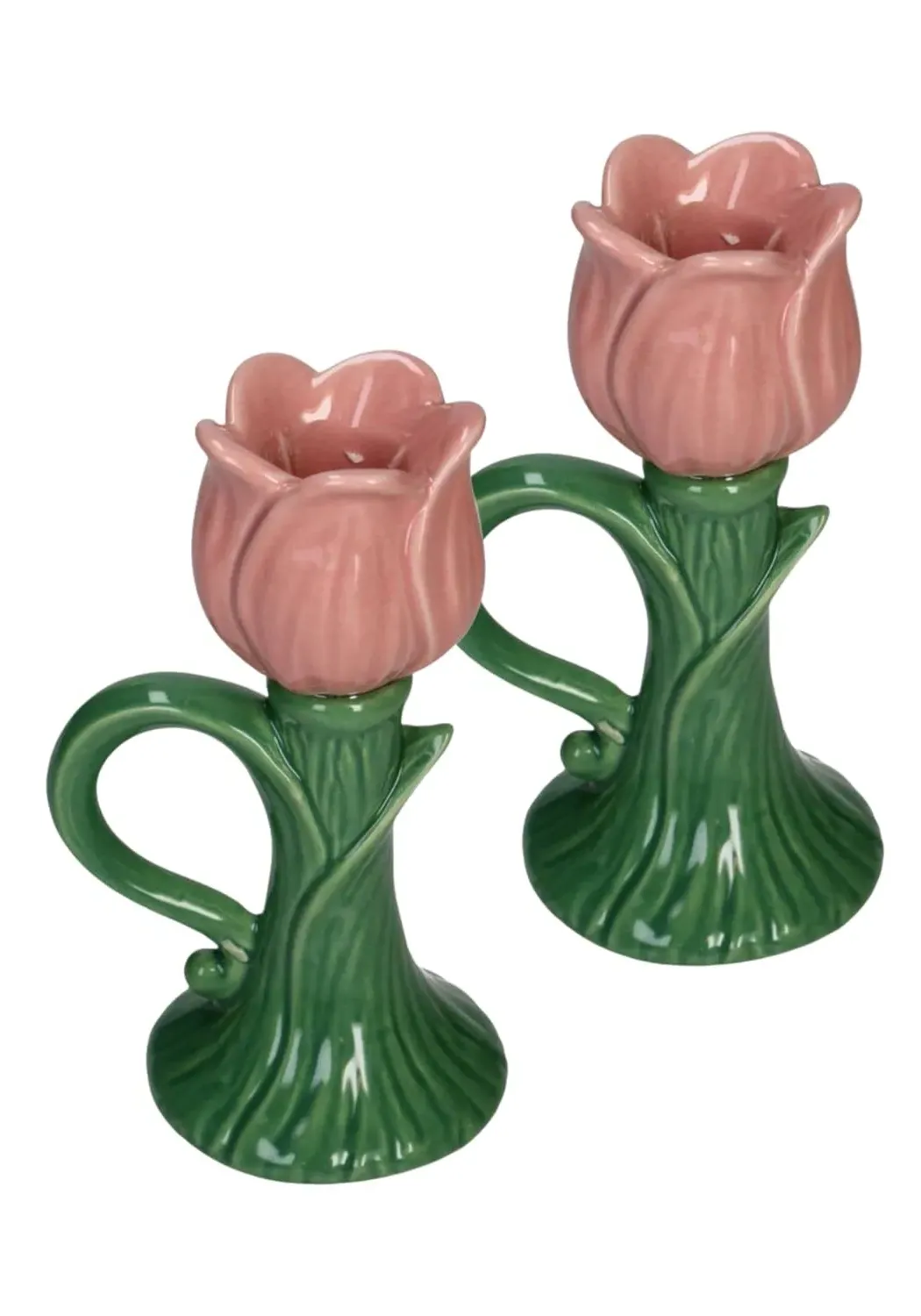 Tulip Glow Candleholder Set of 2 - Pink, Ceramic product