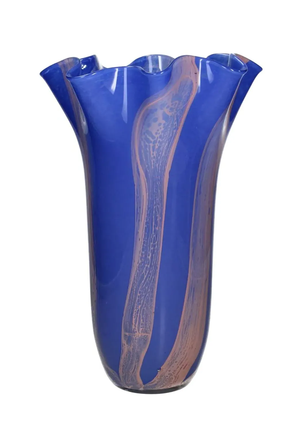 Twist Glass Vase with Scallop - Blue image