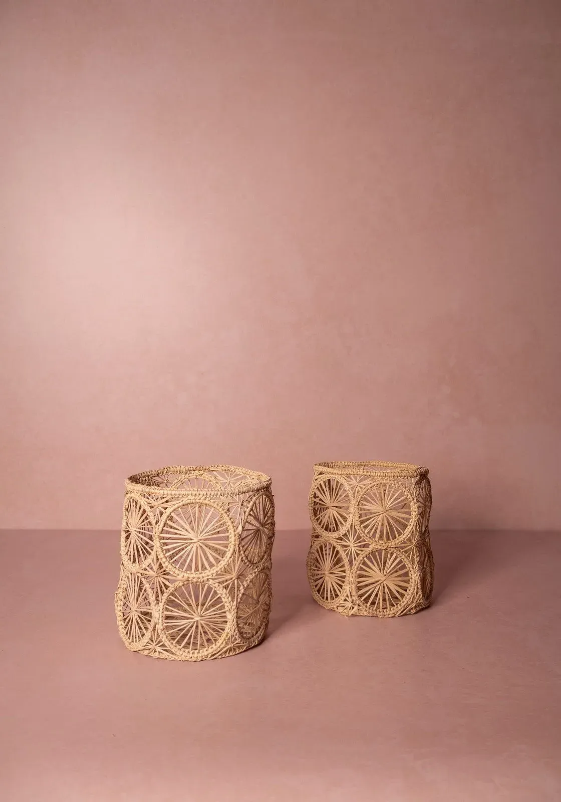 Atlántico Woven Hurricane Vase Set of 2 - Natural, Iraca product
