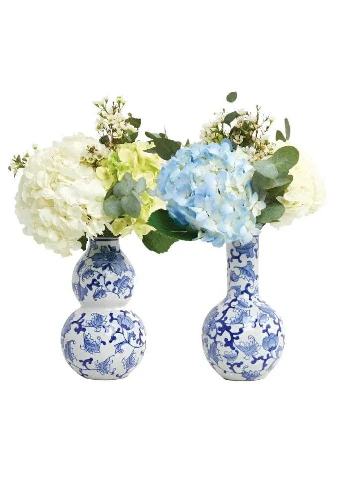2-Piece Vase Set Classic Design - Blue, Ceramic image
