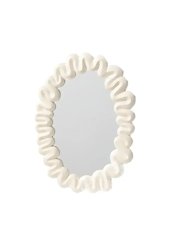 Decorative Mirror with Border - White image