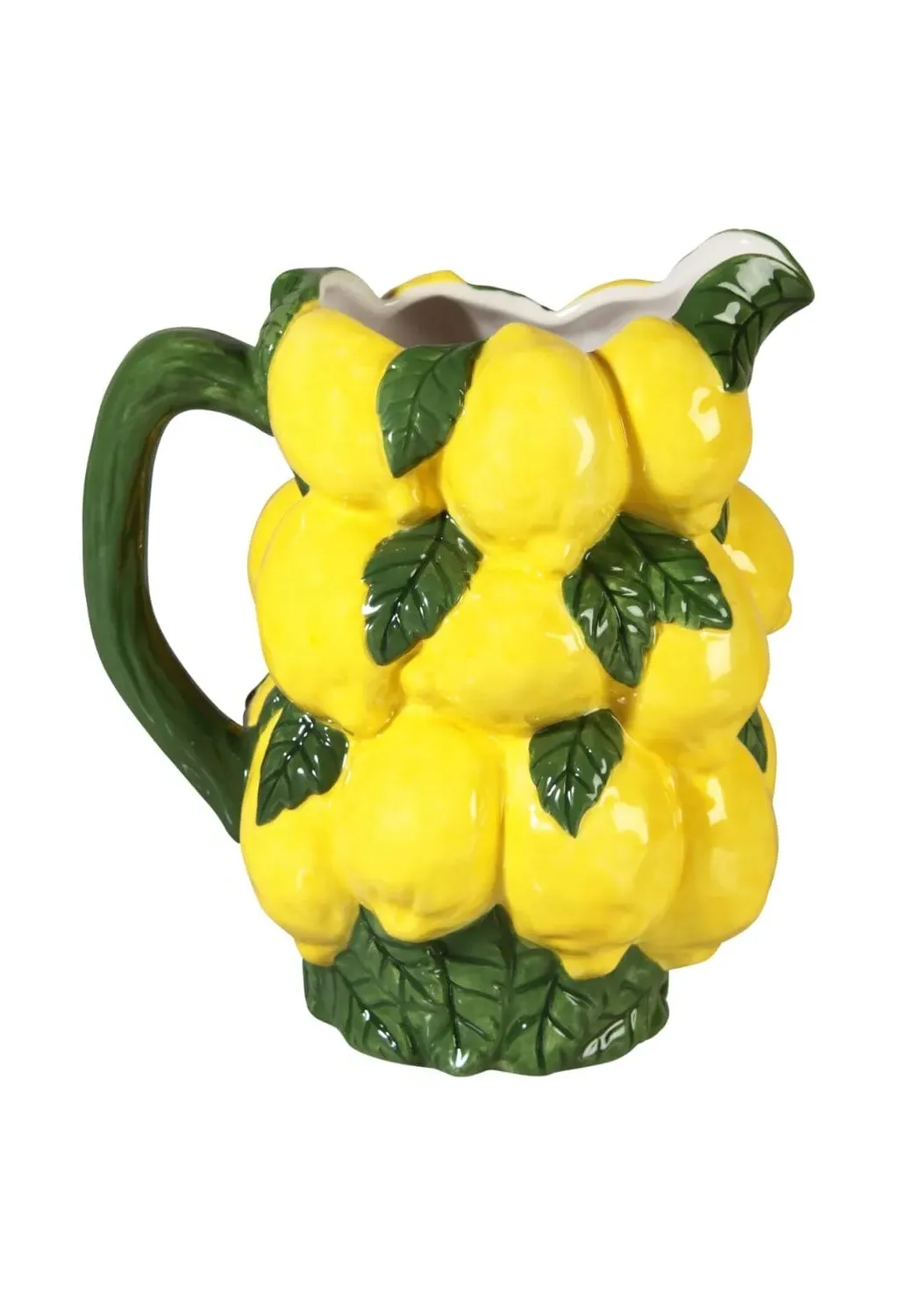 Pitcher Jug with Lemon Design - Yellow, Stoneware image