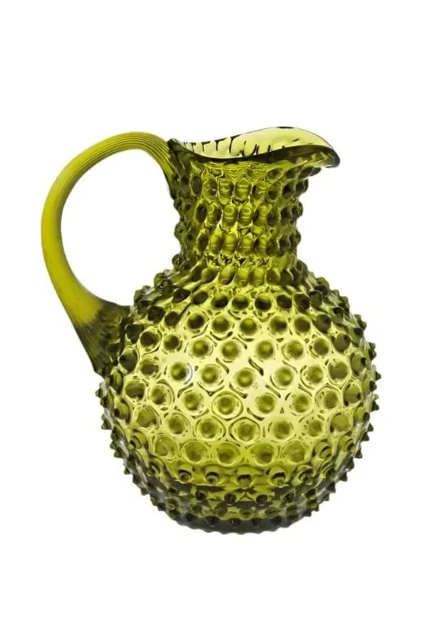 2L Water Jug with Hobnail Texture - Green, Glass image