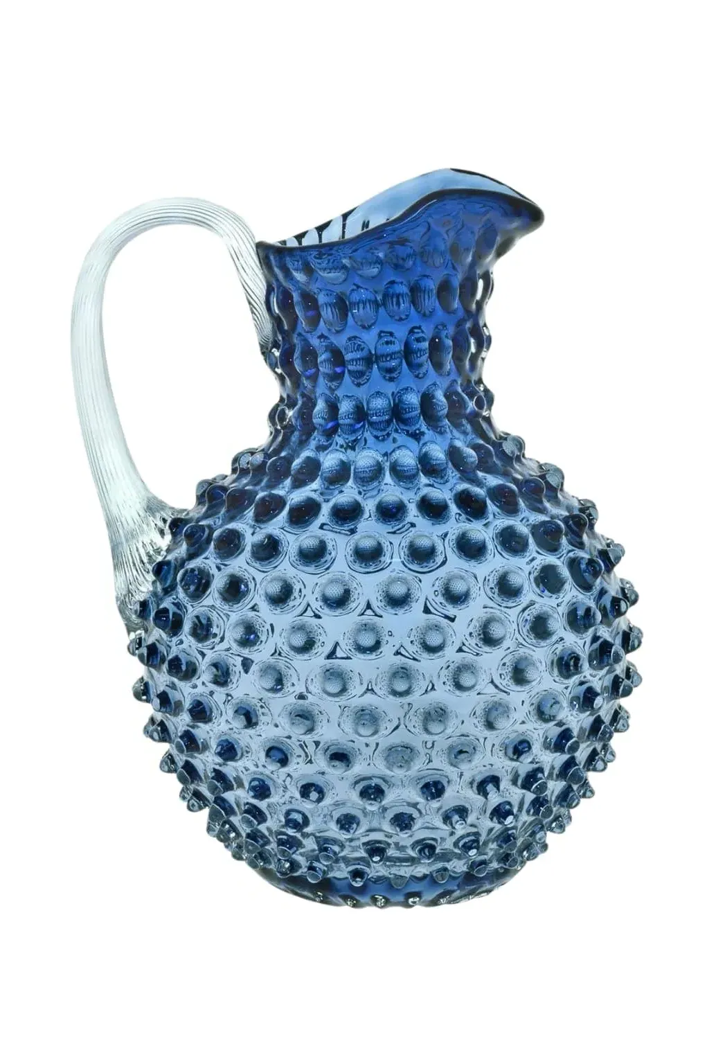 Large Jug with Hobnail Texture - Blue, Glass
