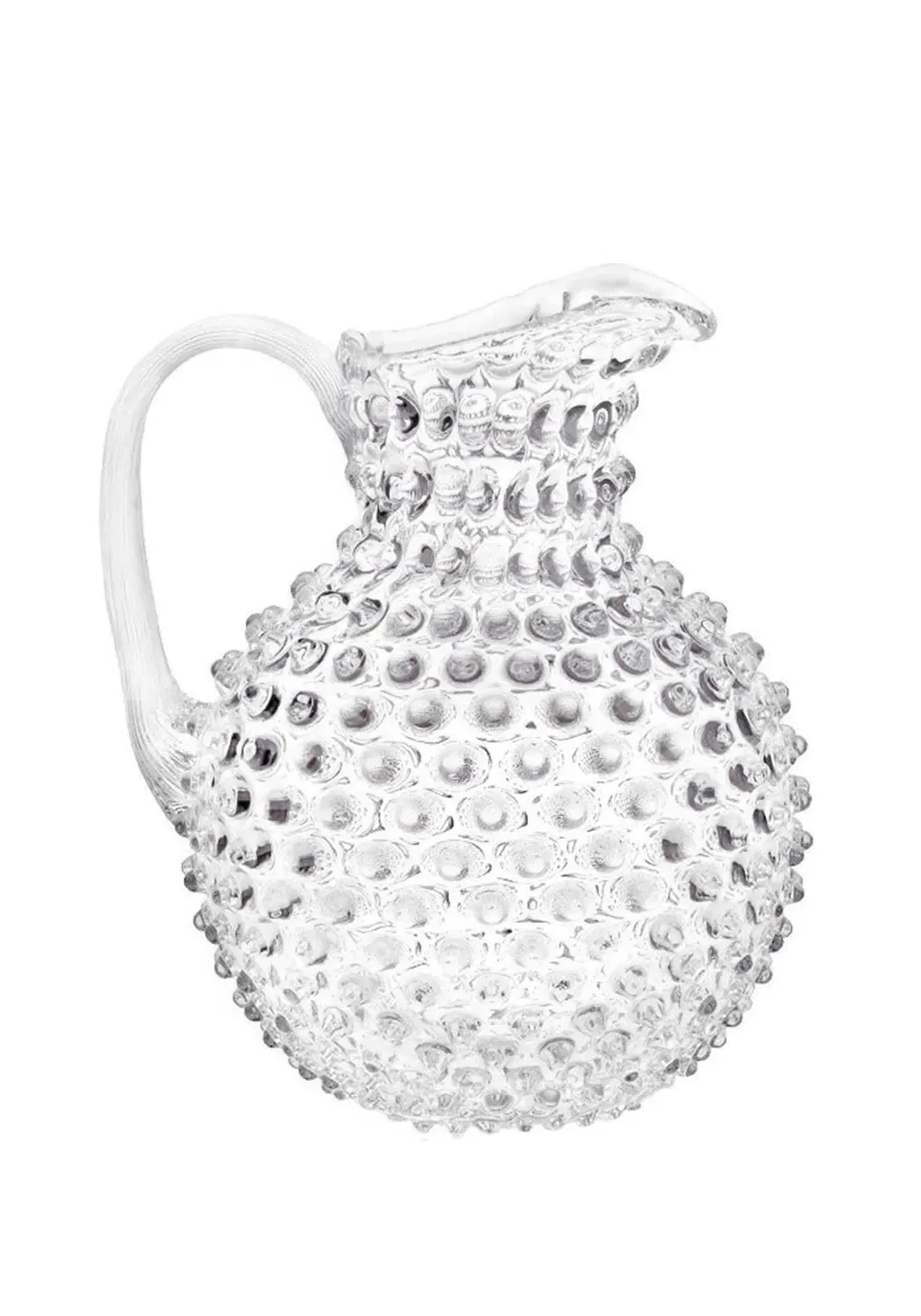 Large Water Jug with Hobnail Texture - Clear Glass