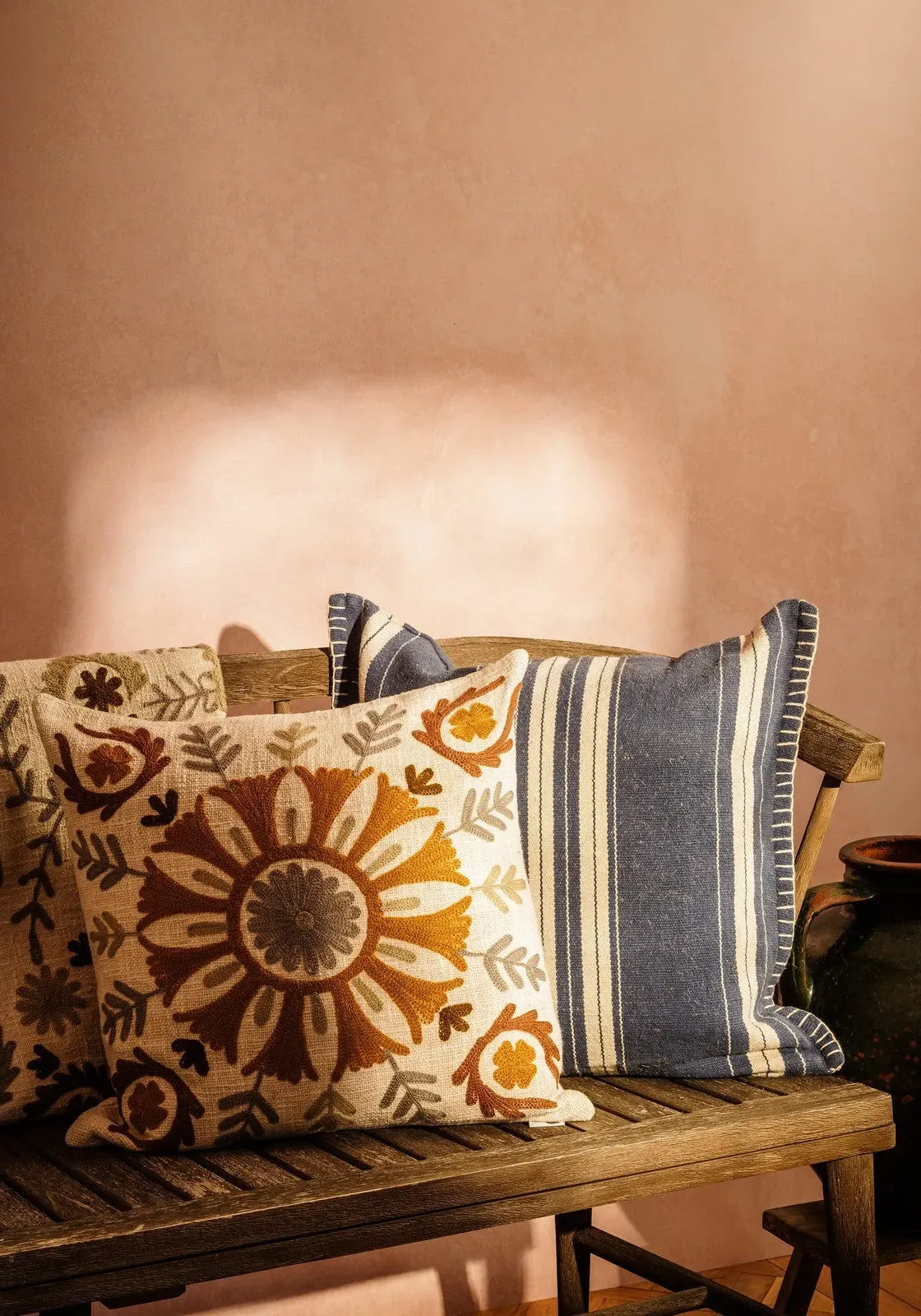 Margot Striped Cushion - Blue, Cotton product