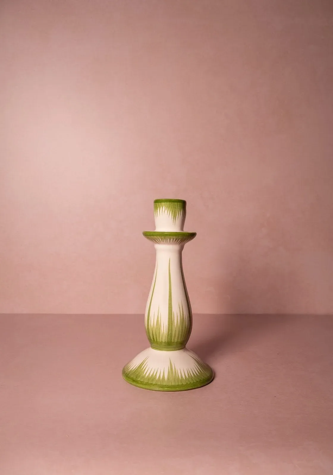 Cara Shell Candle Holder - Green, Earthenware product