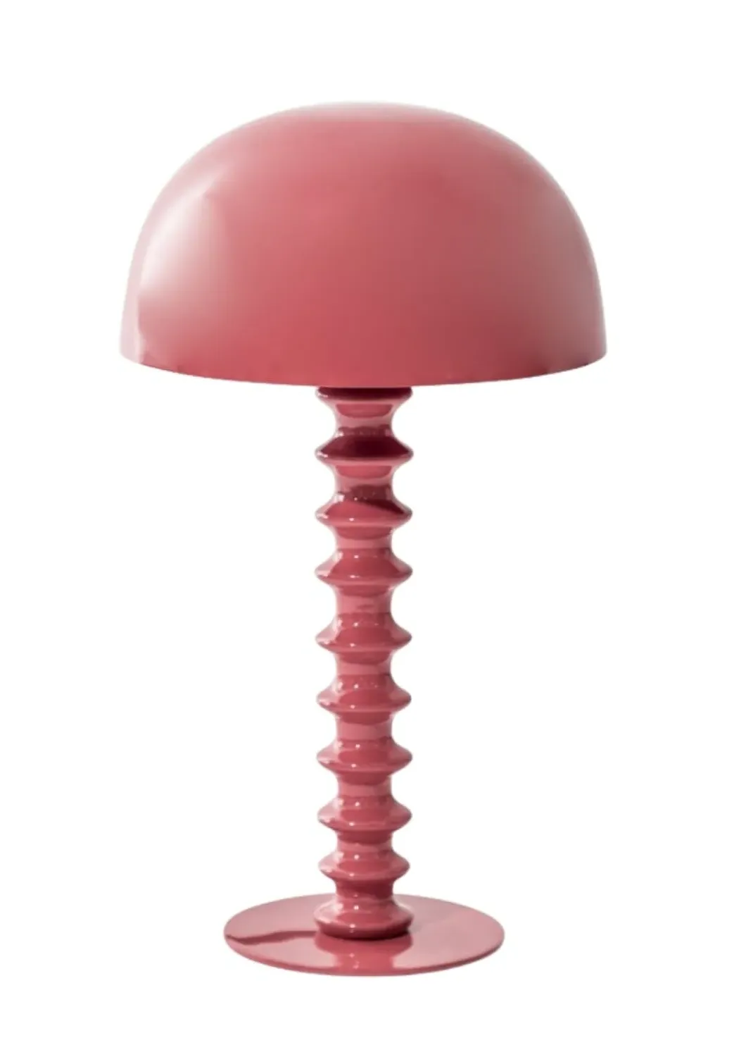 Ribbed Table Lamp with Dome Shade - Terracotta