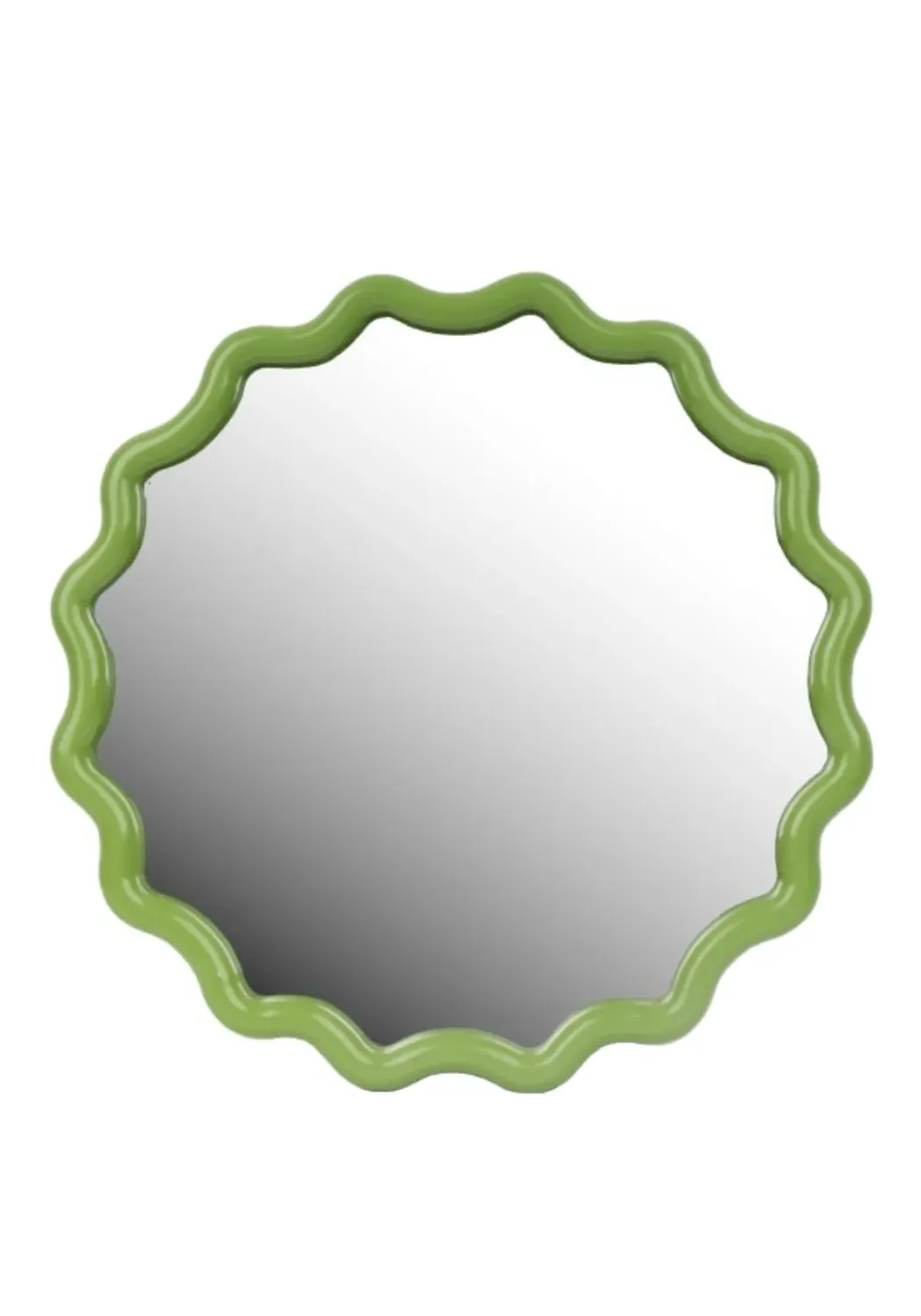 Round Scallop Mirror - Green