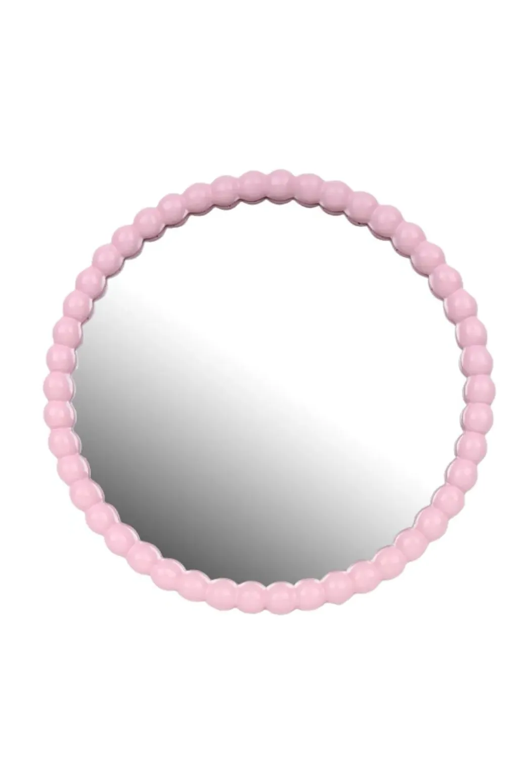 Round Wall Mirror with Ball Frame - Pink