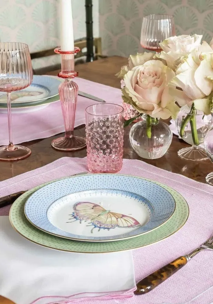 4-Piece Side Plate Set Butterfly - Blue, Lace