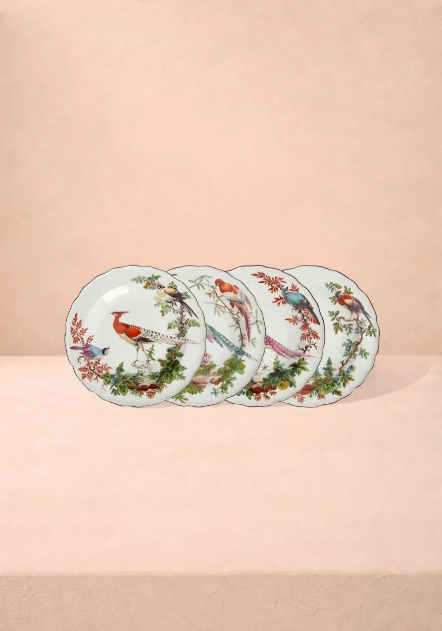 Chelsea Bird Side/Pudding Plates Set of 4 - White product