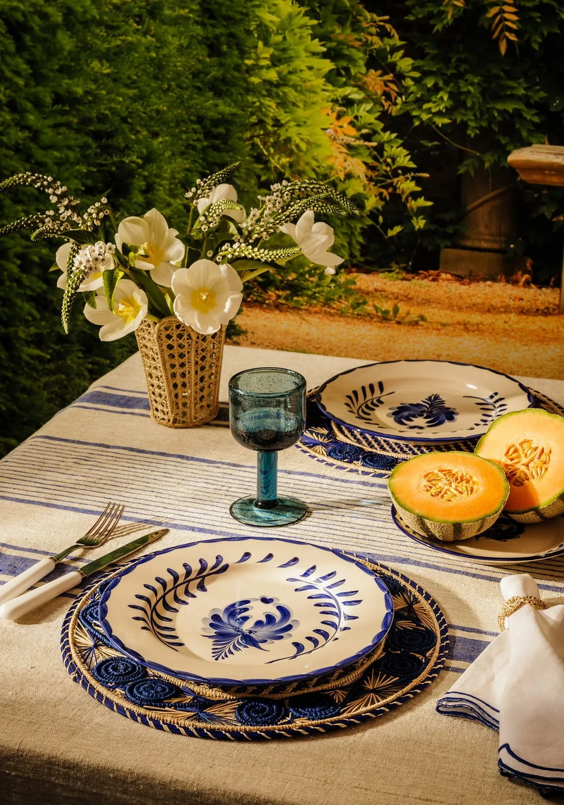 Amelia Striped Tablecloth - Blue, Linen product