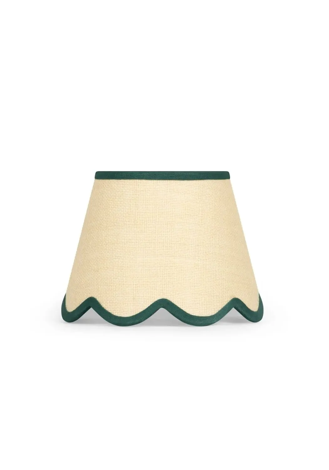 Scalloped Lampshade with Woven Texture - Green, Jute image