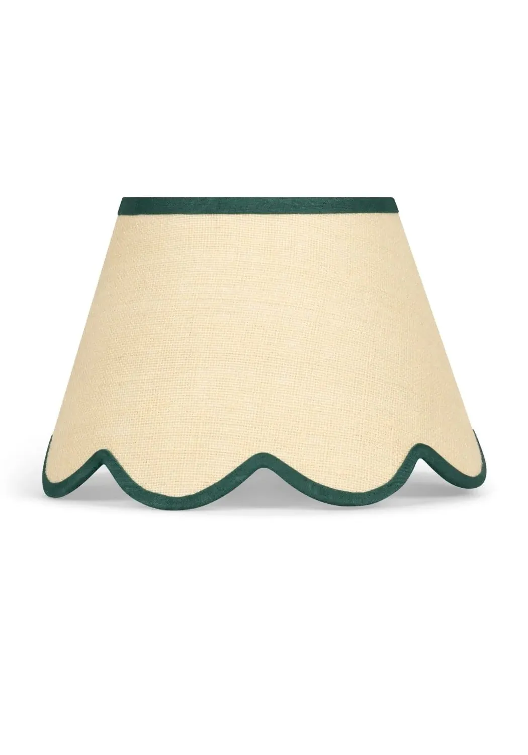 Scalloped Lampshade with Woven Texture - Green, Jute