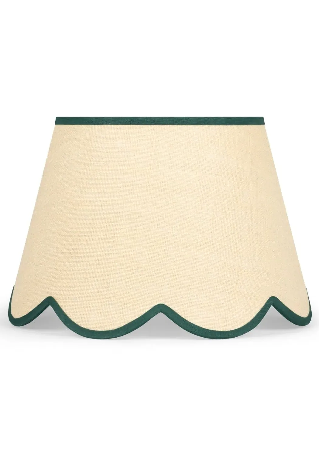Scalloped Lampshade with Woven Texture - Green, Jute