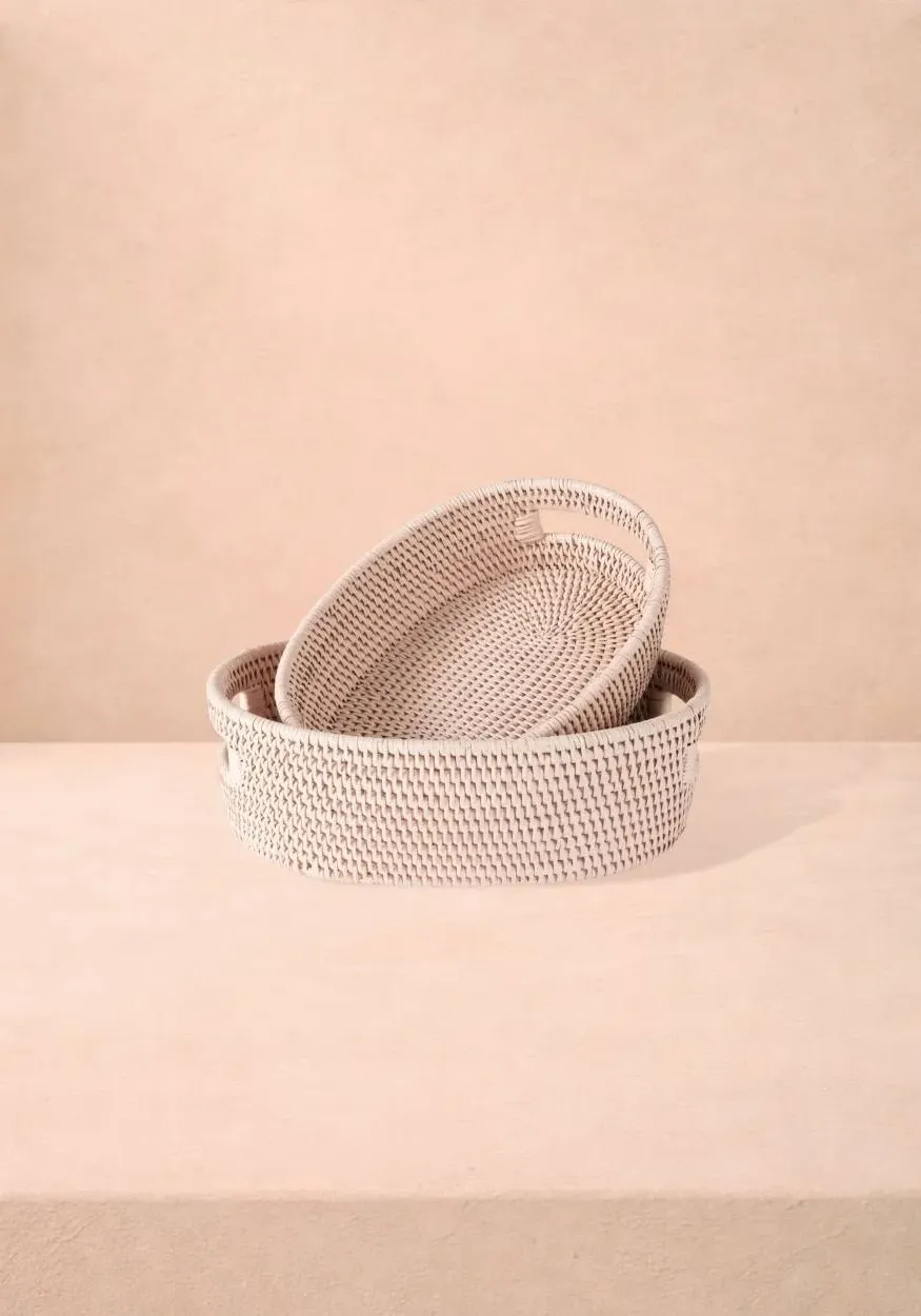 Cotswolds Oval Rattan Basket - Pink, Rattan product