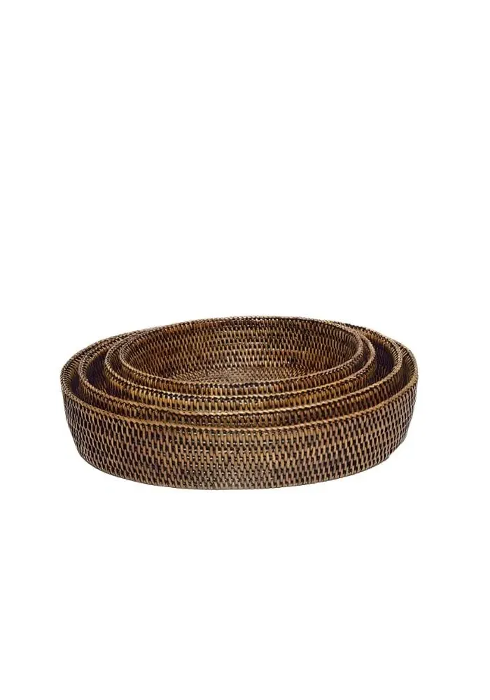 Large Oval Bowl - Brown, Rattan