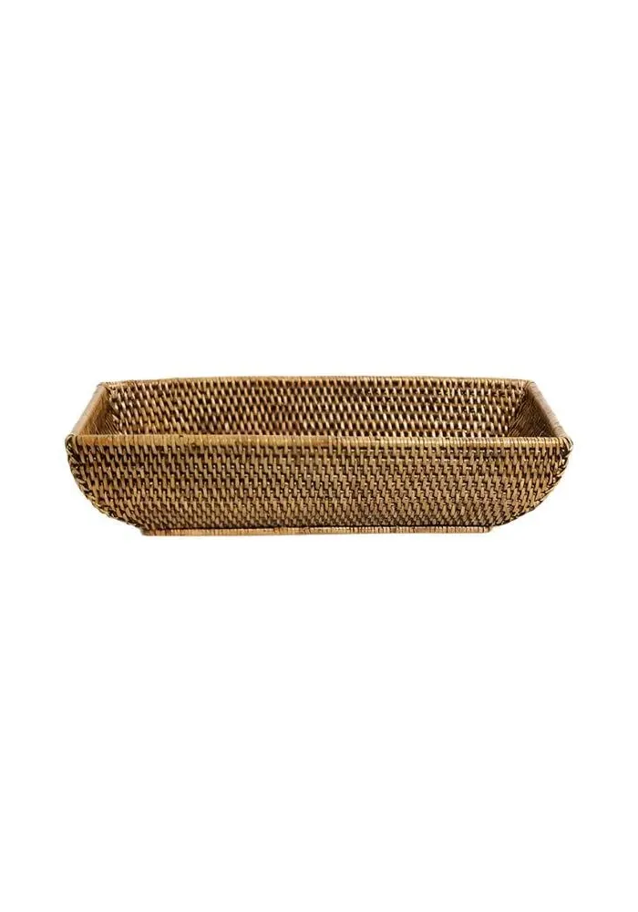Long Storage Basket - Brown, Rattan