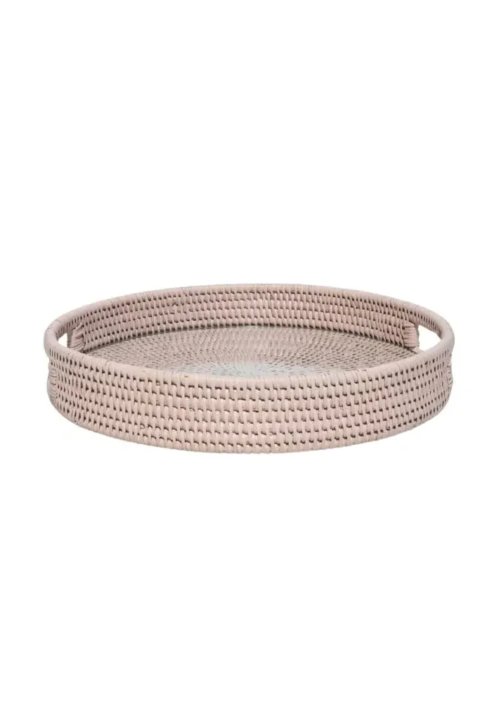 Majesty Round Serving Tray - Pink, Rattan product
