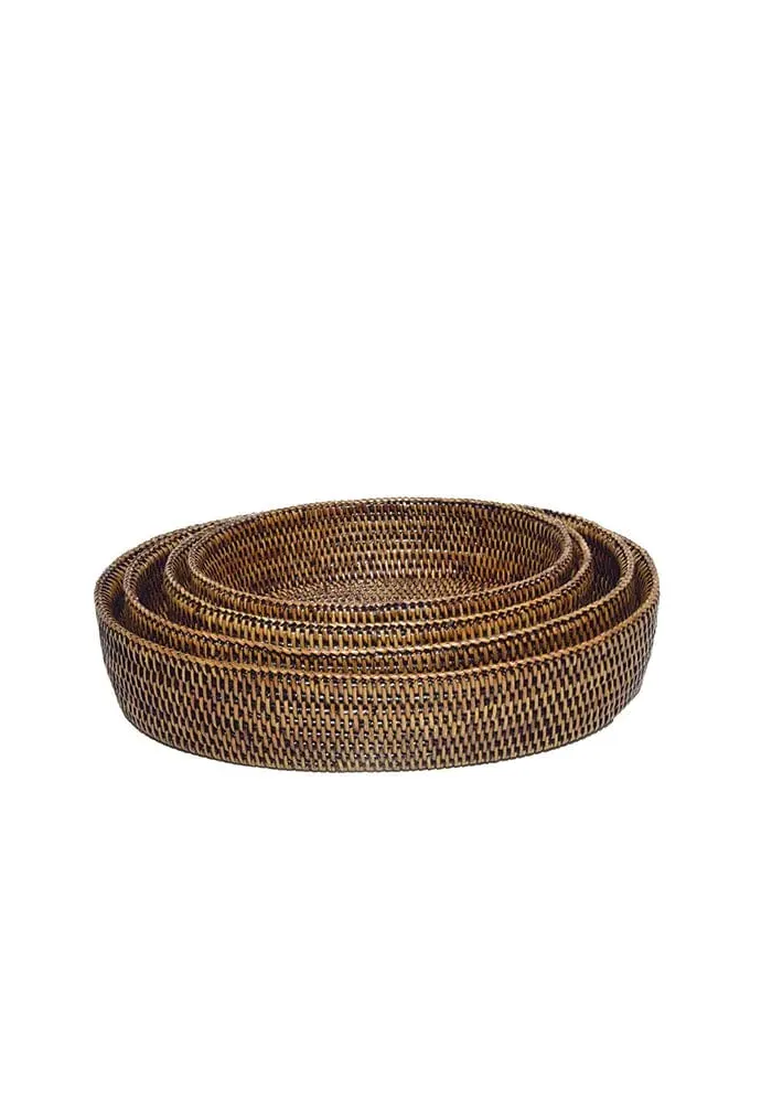 Medium Oval Bowl - Brown, Rattan