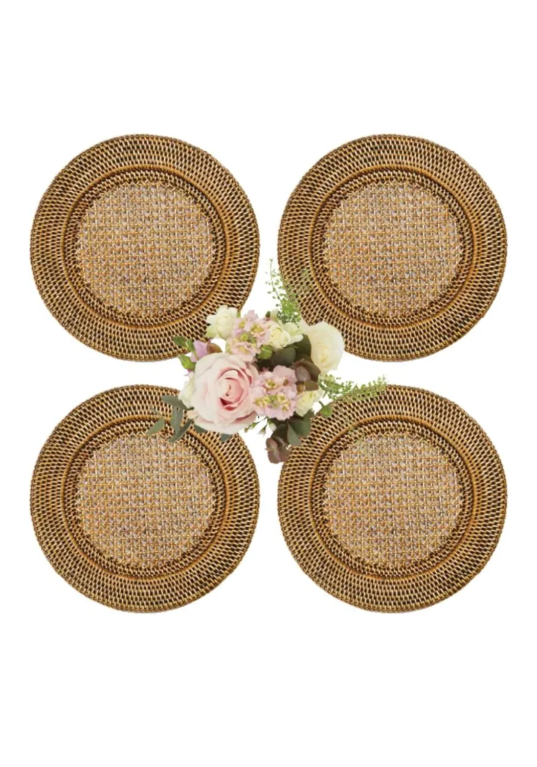 Round Charger Plates Set of 4 - Brown, Rattan image