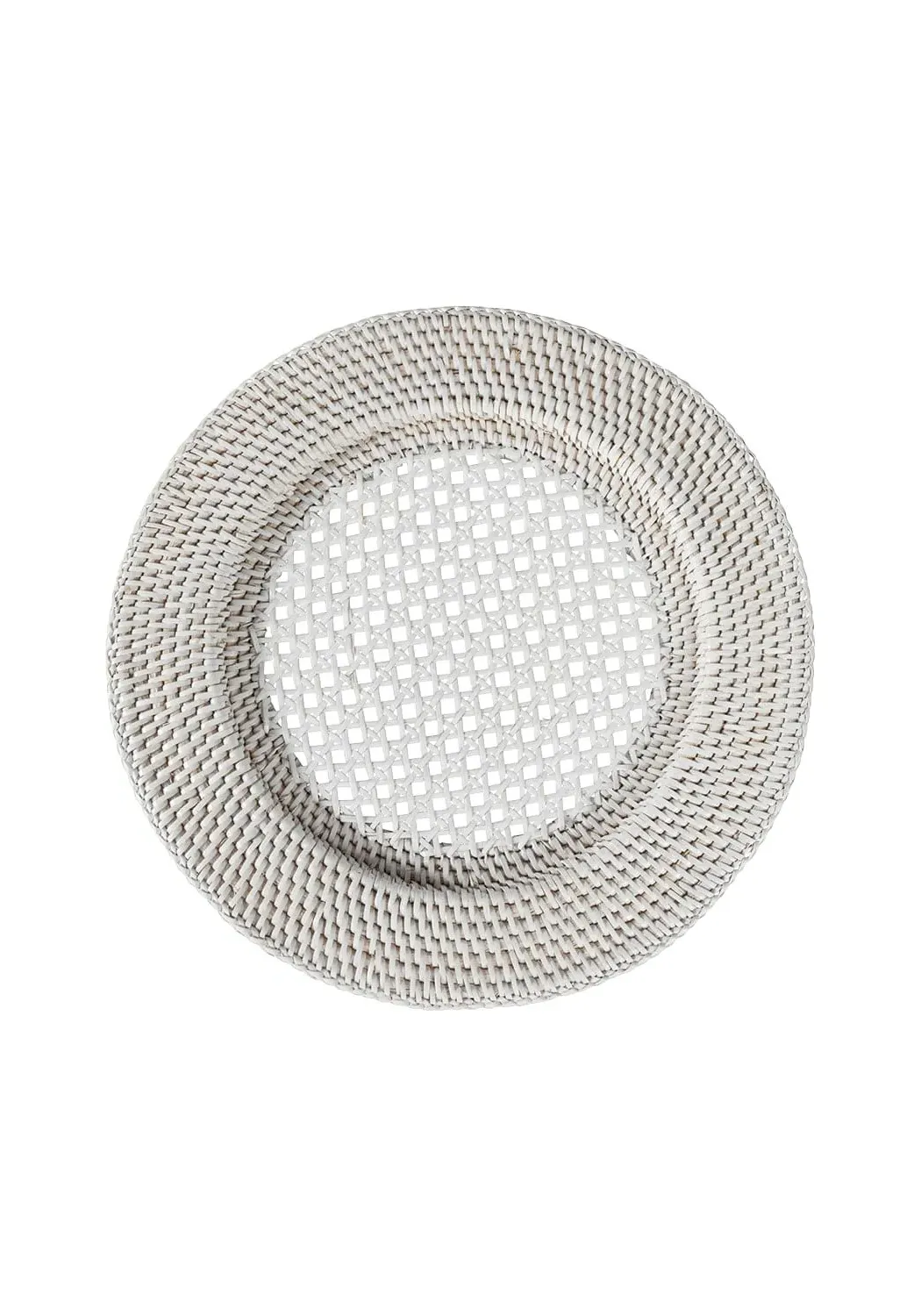 Round Charger Plates Set of 4 - White, Rattan