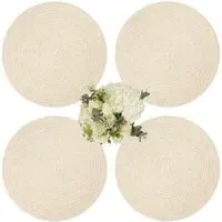 Round Rattan Placemat - Sand, Set of 4 alternate view
