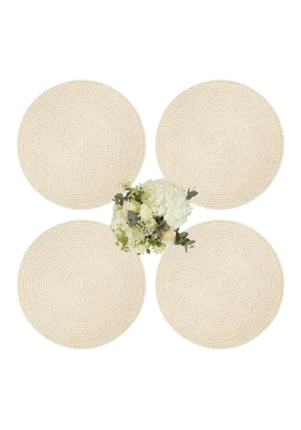 Round Rattan Placemat - Sand, Set of 4 product
