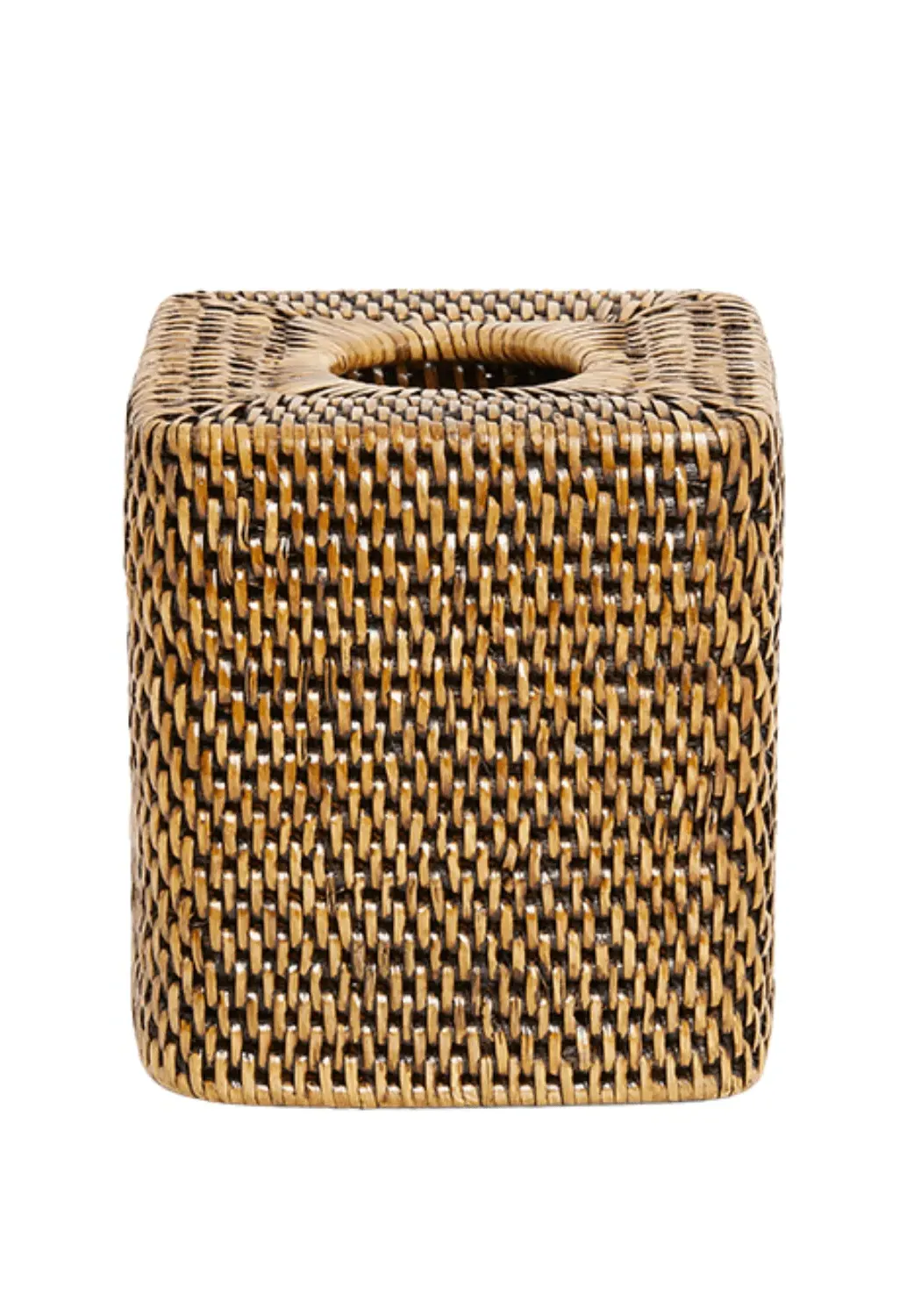 Tissue Box Cover with Rounded Corners - Brown, Rattan image