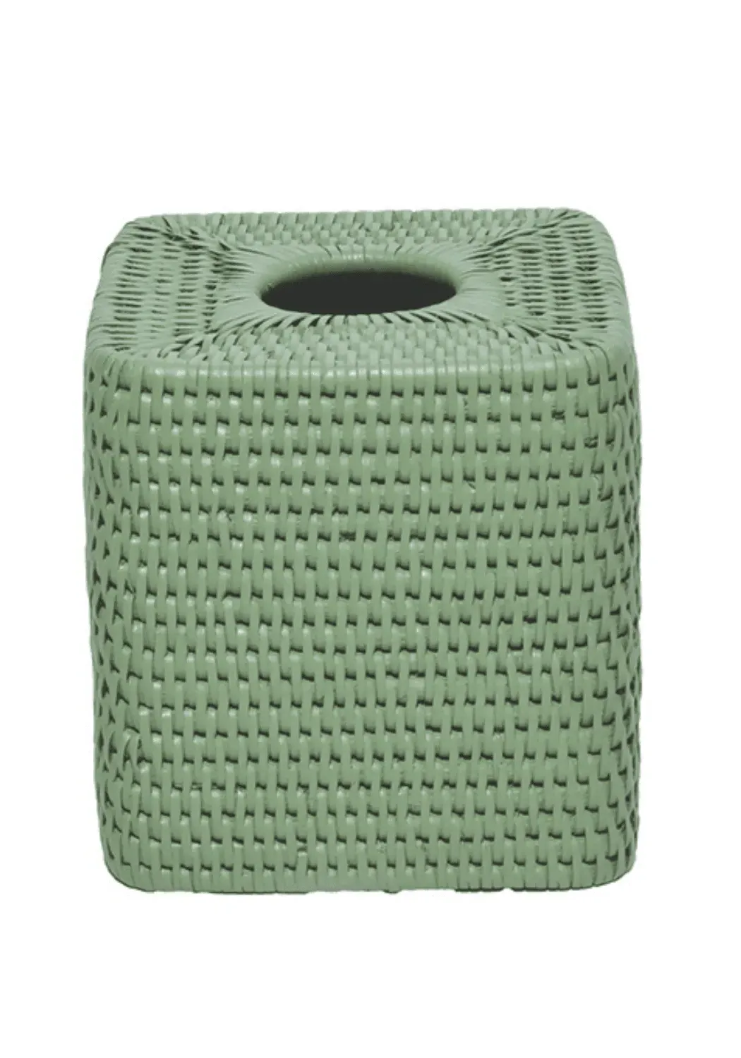 Tissue Box Cover with Rounded Corners - Green, Rattan