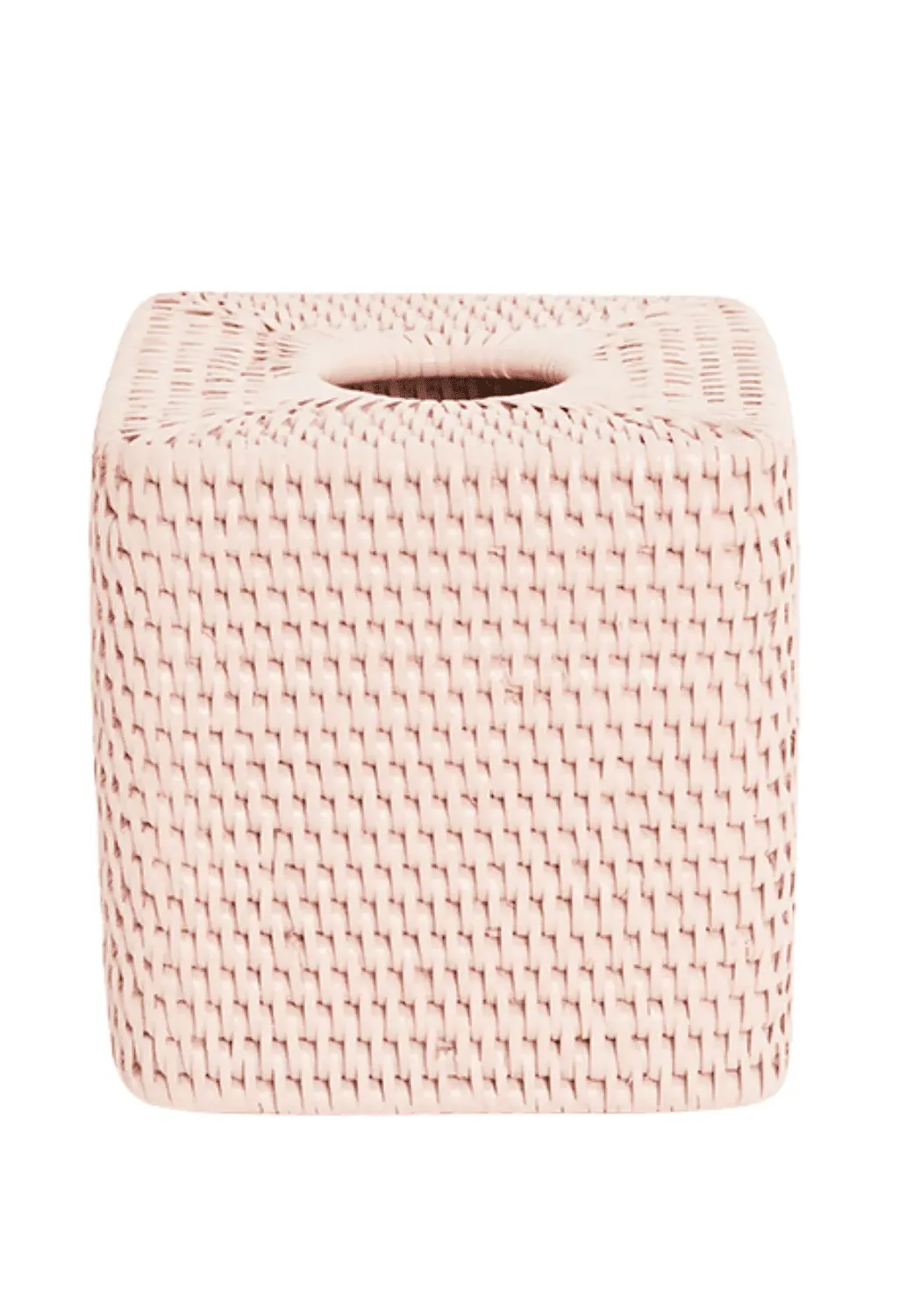Tissue Box Cover with Rounded Corners - Pink, Rattan