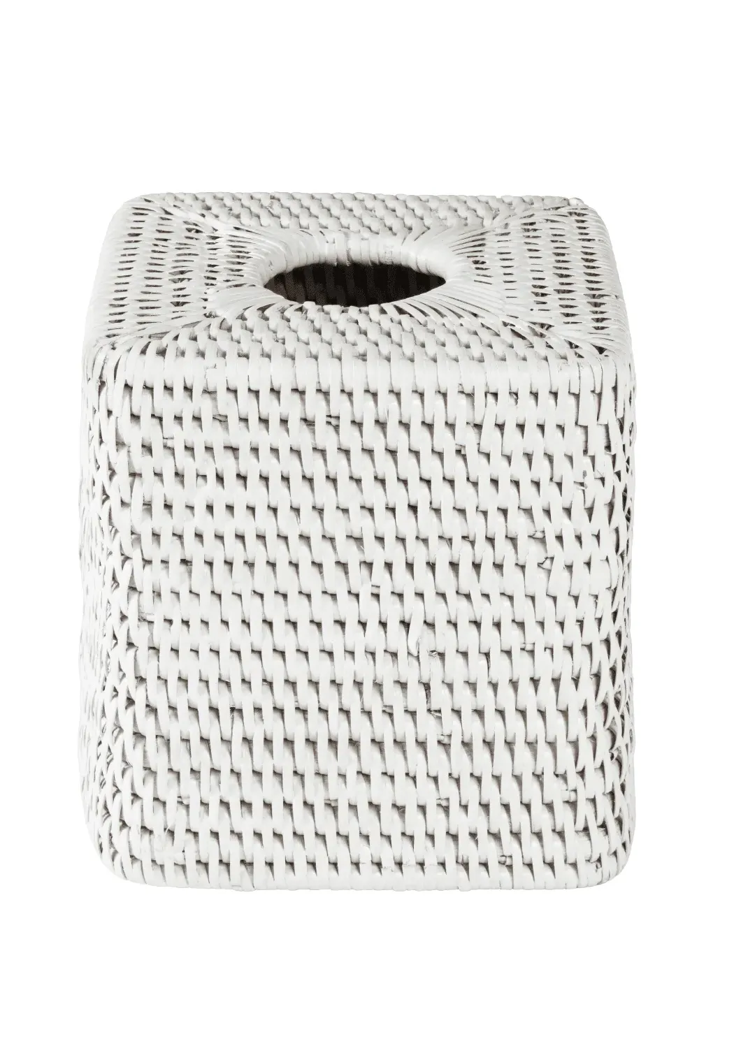 Tissue Box Cover with Rounded Corners - White, Rattan