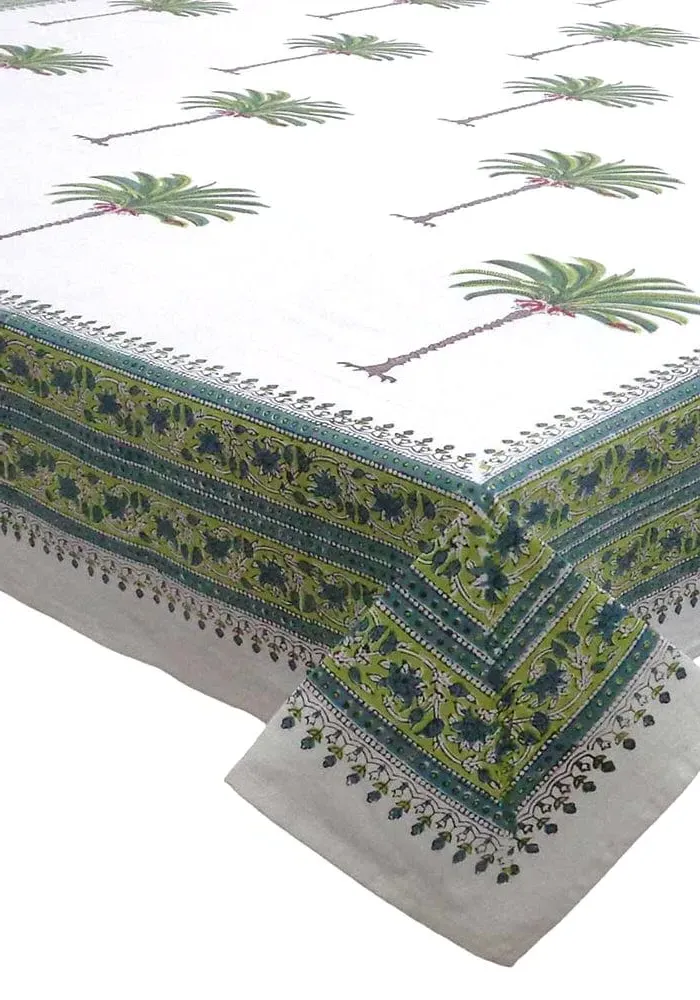 Palm Tree Tablecloth - Green, Cotton