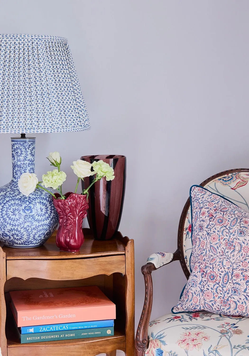 Square Cushion Cover with Floral Pattern - Maroon image