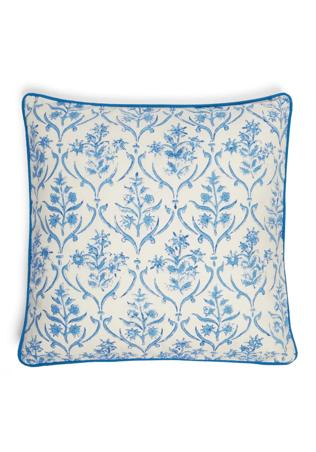 Square Cushion Cover with Vine Pattern - Blue