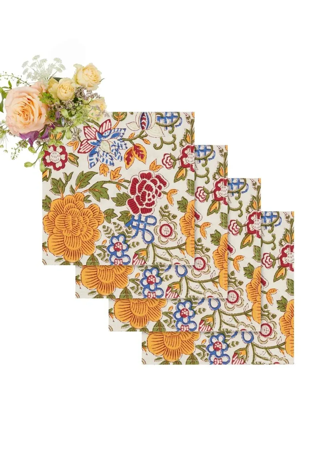 Table Napkin Set Block Print - Multi, Cotton image