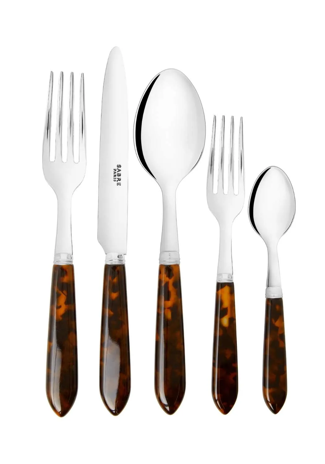 5-Piece Cutlery Set - Brown, Tortoiseshell