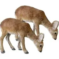 Grazing Deer Figurine Set of 2 - Brown, White alternate view