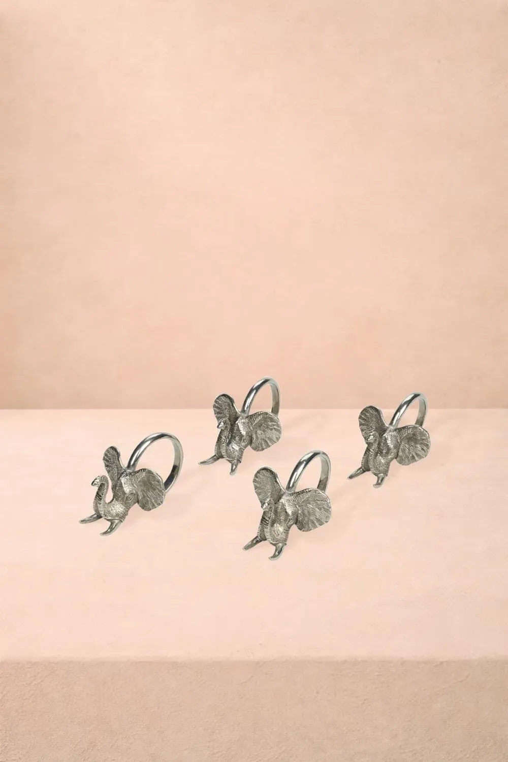 Elephant Safari Napkin Ring Set of 4 - Silver, Pewter product