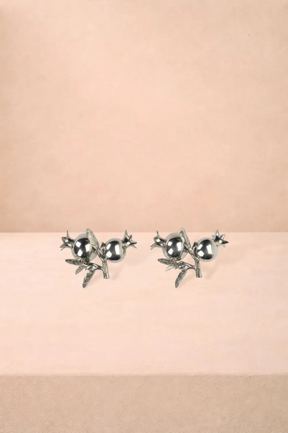 Pomegranate Candleholder Set of 2 - Silver, Pewter product