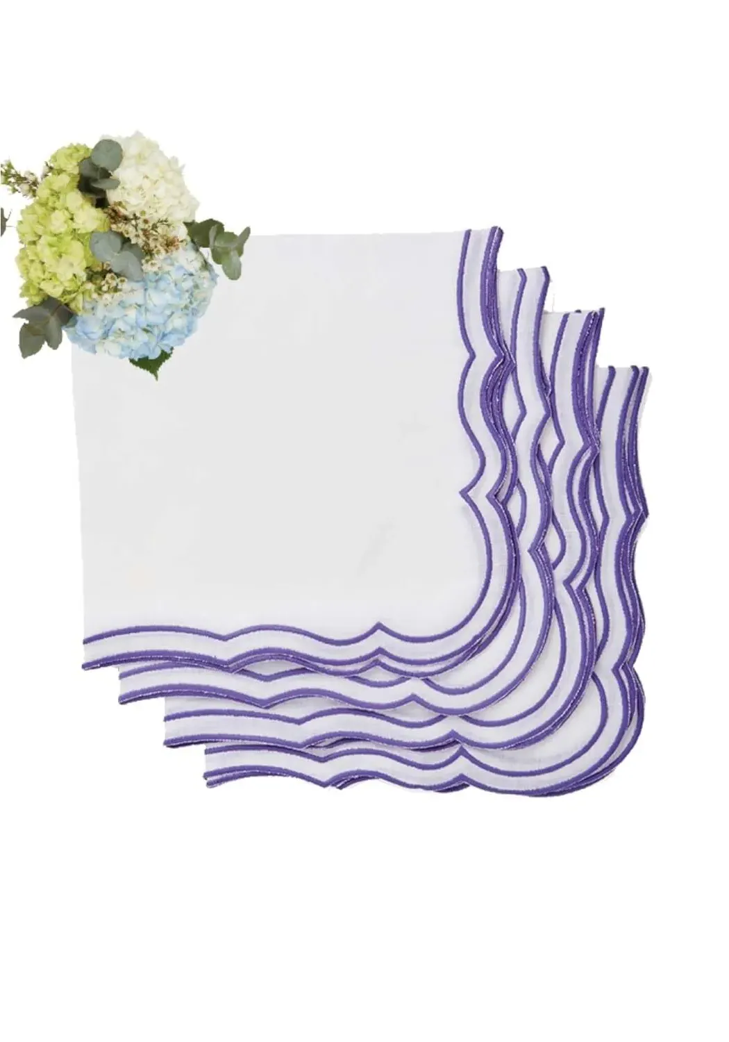 4-Piece Napkin Set - Purple Trim image