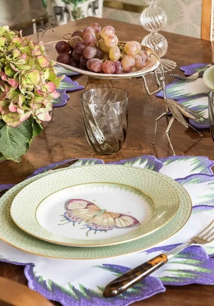 4-Piece Placemat Set - Purple Trim