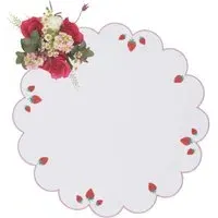 Strawberry Round Scalloped Placemats Set of 4 - Multi alternate view