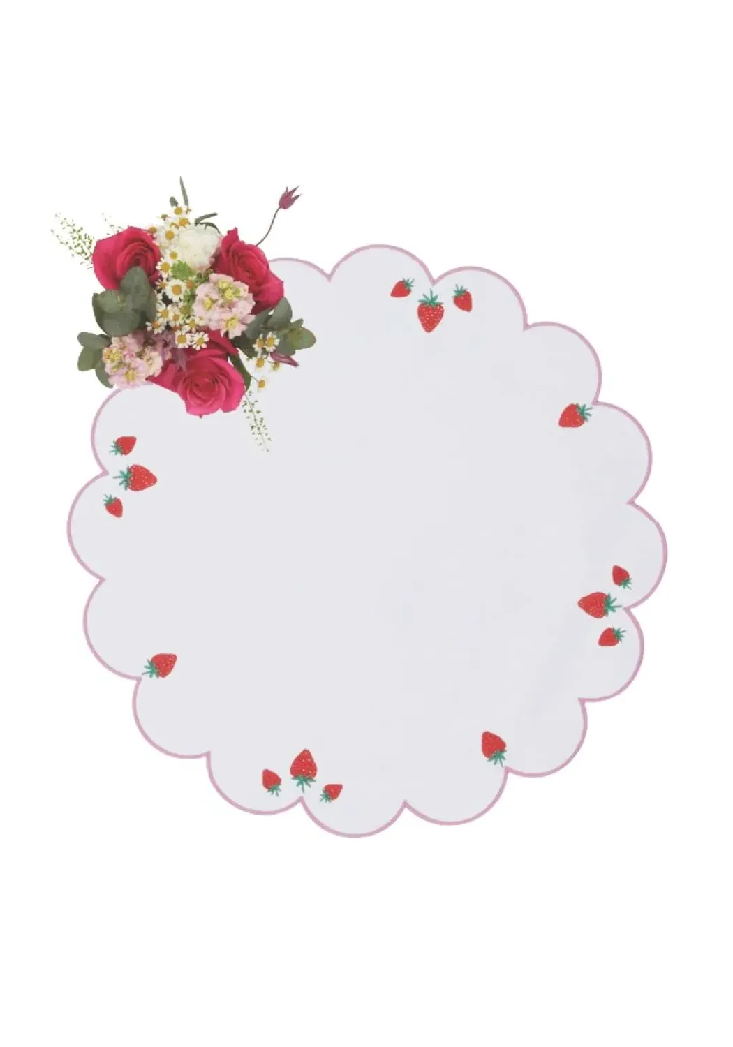 Strawberry Round Scalloped Placemats Set of 4 - Multi product