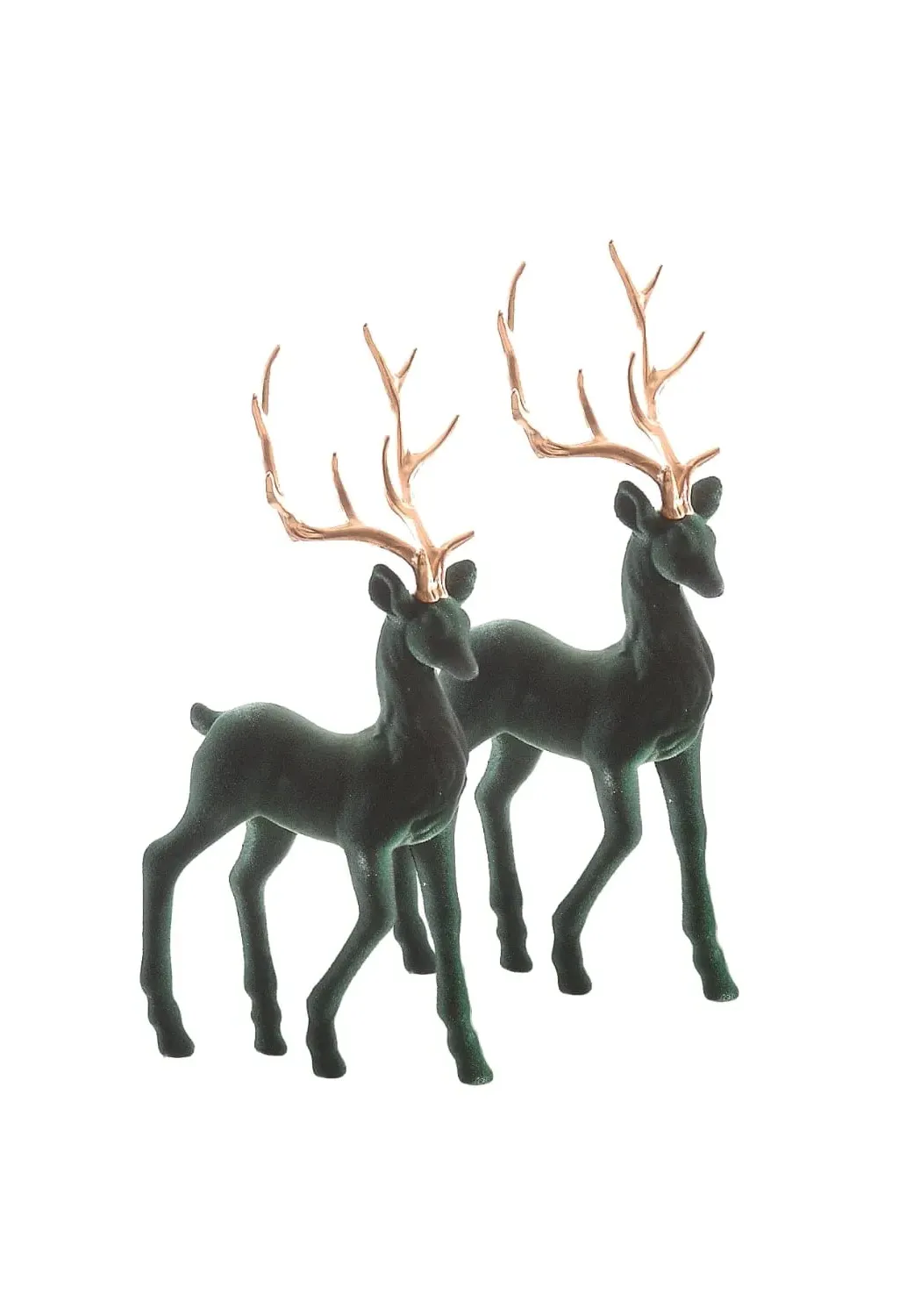 Deer Figurine Set with Flocked Finish - Green image