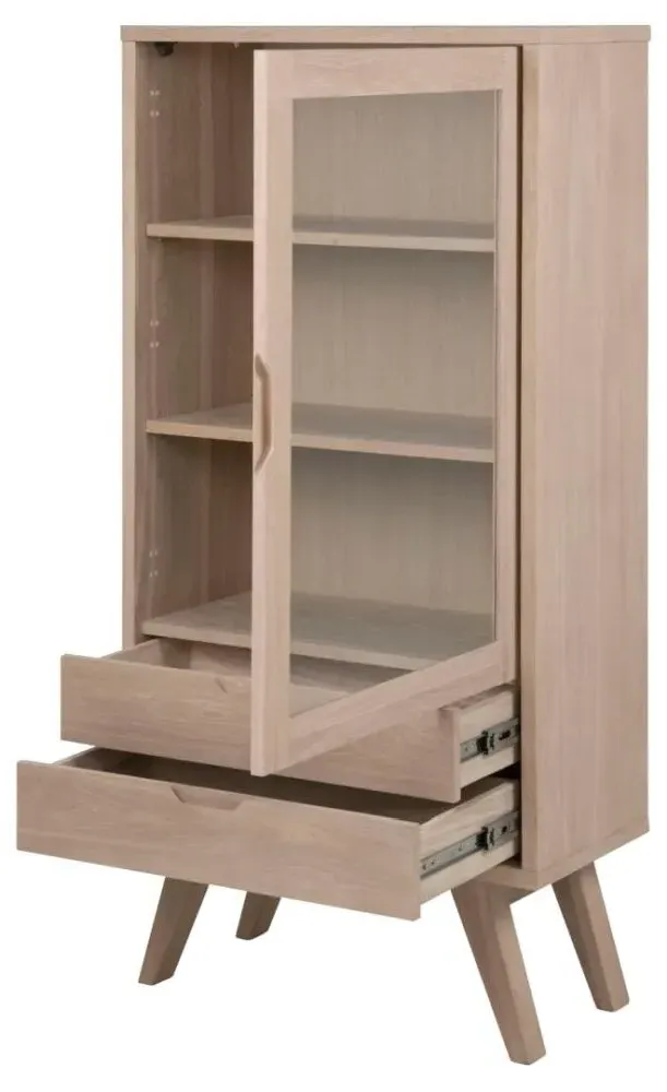 A Line Oak Display Cabinet with Storage - Oak Veneer