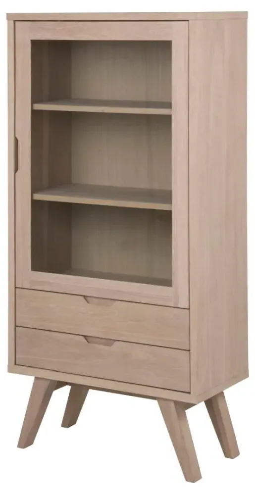 A Line Oak Display Cabinet with Storage - Oak Veneer