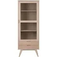 A Line Oak Tall Display Cabinet with Storage - Oak Veneer